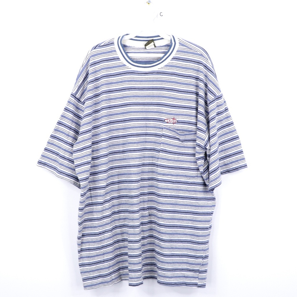 90s Streetwear Mens XL Striped Pocket T Shirt
